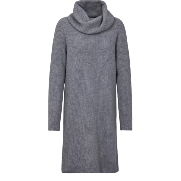 Ženska obleka SEL Ribbed Lambswool Dress w grey mel