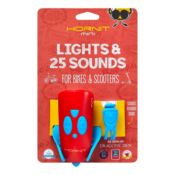 Luč in zvonec za kolo Mini Hornit Blue/Red