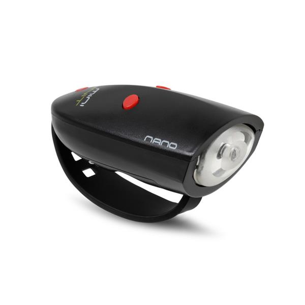 Luč in zvonec za kolo Mini Hornit  NANO black/red
